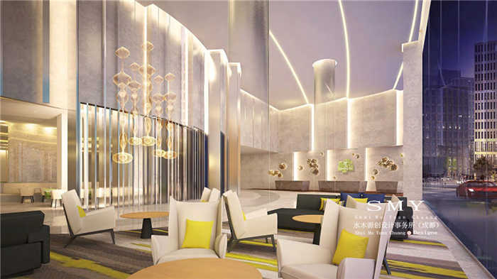 成都新會展中心假日酒店大堂休息區設計效果圖