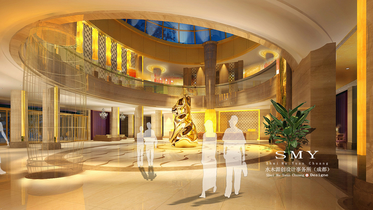 度假酒店大廳設(shè)計(jì)，真的的是金碧輝煌