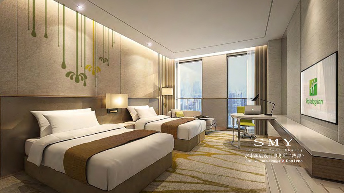 酒店雙人床，客房設計